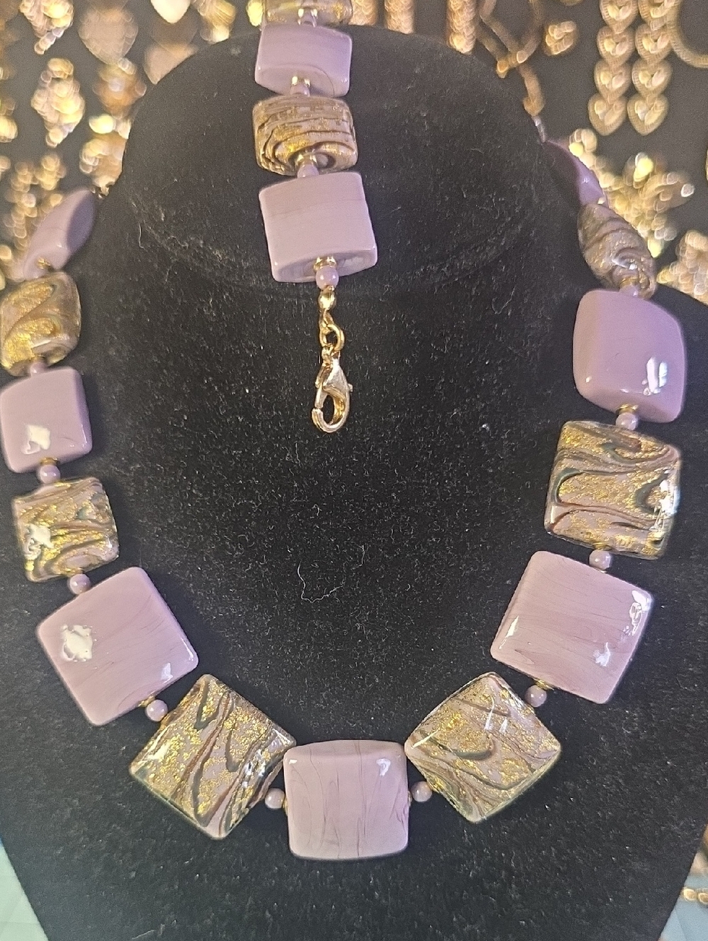 Antonio Vaccari Lavender Murano Glass Bracelet And Necklace